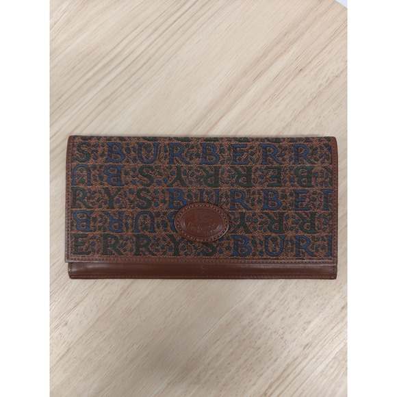 Vintage Burberrys Wallet Mens Canvas Leather Clutch 90s Monogram Entrupy - Picture 1 of 11